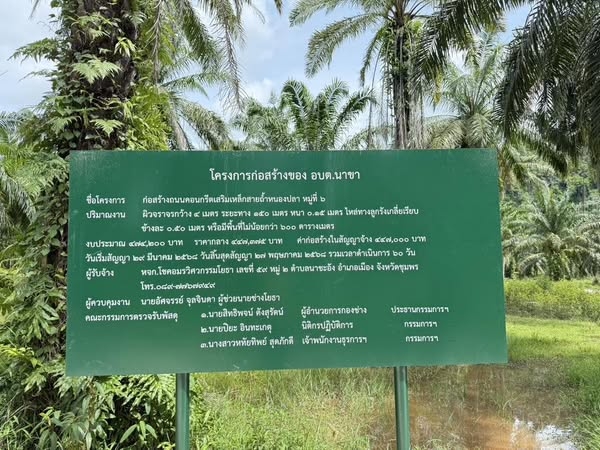 โครงการก่อสร้างถนนคอนกรีตเสริมเหล็กสายถ้ำหนองปลา หมู่ที่ 6 