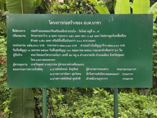 โครงการก่อสร้างถนนคอนกรีตเสริมเหล็กสายบ่อโค - วัดใหม่ หมู่ที่ 3 , 4 