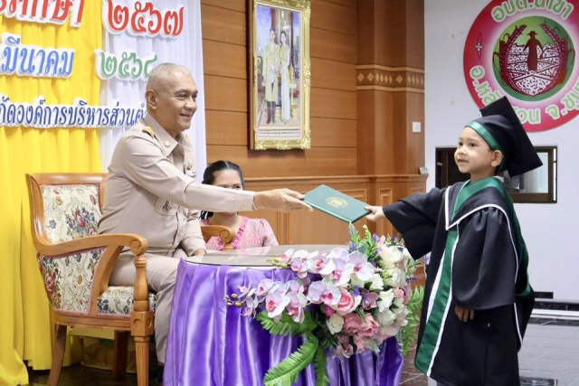 พิธีมอบประกาศนียบัตรบัณฑิตน้อย ประจำปีการศึกษา 2567 ของศูนย์พัฒนาเด็กเล็ก สังกัด อบต.นาขา