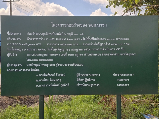 โครงการก่อสร้างถนนลูกรังสายในแค้มป์ 2 หมู่ที่ 11 , 12 